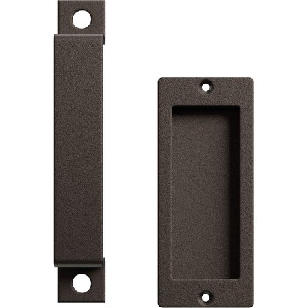 EKENA MILLWORK 7" Pull Handle & 6" Flush Pull for 1 3/8" Doors, Bronze Texture GB6001PP3076BZ